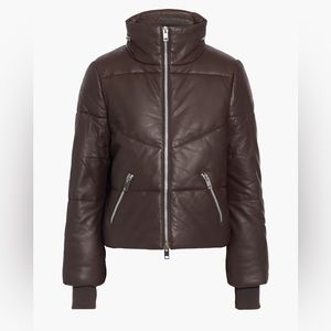 Walter Baker Leather Puffer Jacket- Brown